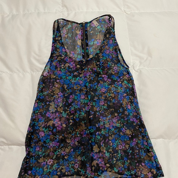 RVCA flowing floral sheer tunic top with zipper back - Picture 1 of 2